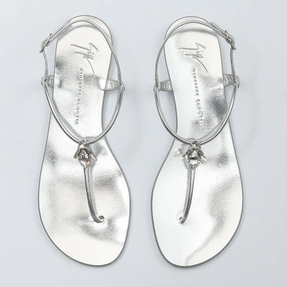 Giuseppe Zanotti Hollie Silver T-strap Sandals - Picture 2 of 7